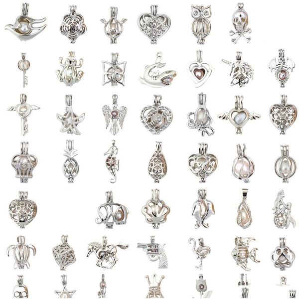 

mix 60 style cage in stock 18kgp love wish pearl cage wholesale pendant locket cages pendants, diy pearl necklace charm pendants mtqx2, Silver