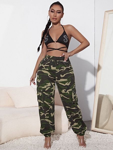 

sxy flap pocket patched camo jeans b2w5#, Blue