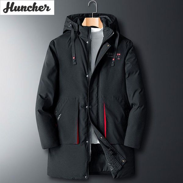 

men's down & parkas huncher jacket men warm 2021 winter coat solid plain casual puffer parka windproof black for style