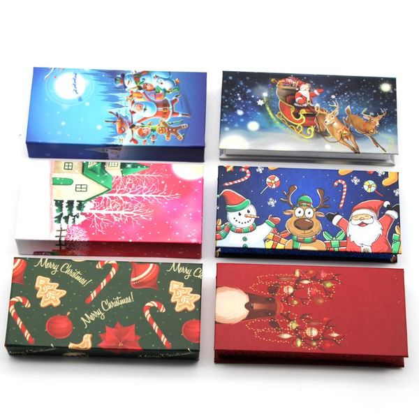 

false eyelashes damepapil christmas theme luxury eyelash boxes custom private logo glitter 10/20/30 pieces 25mm lashes package wholesale