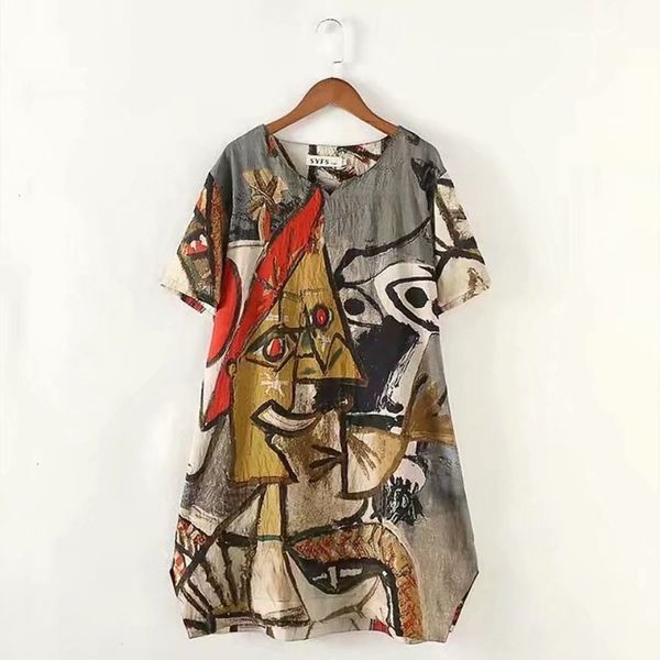 

dress literary women's with large print style, Black;gray