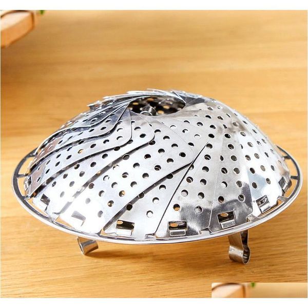

expandable pannen kitchen tool s m l stainless steel folding dish steamer food basket mesh vegetable vapor cooker s jllvqt jjxh