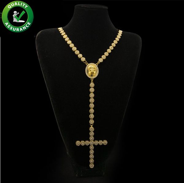 Herren Hip Hop Schmuck aus Eisketten Jesus Stück Halskette Rapper Goldkette Luxus Designer Kreuz Anhänger Pandora Stil Charms Tennis HipHop