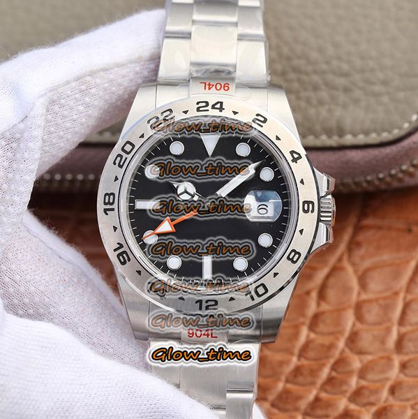 

gmf v2 version gmt dual time zone black dial cal.3187 sa3187 automatic 216570-77210 mens watch 904l steel case bracelet luxry watches, Slivery;brown