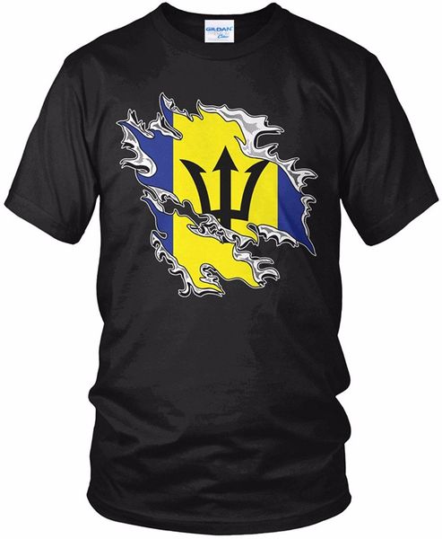 

men's tees summer new style tshirt barbados flag, barbadian tear through rip out flag cartoon s hooded sweatshirt hoodie men t shirt