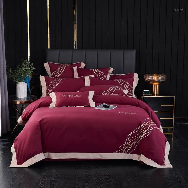 

2020 luxury l bedding set king  size embroidery bed linen 800tc cotton duvet cover bed sheet set pillowcases1