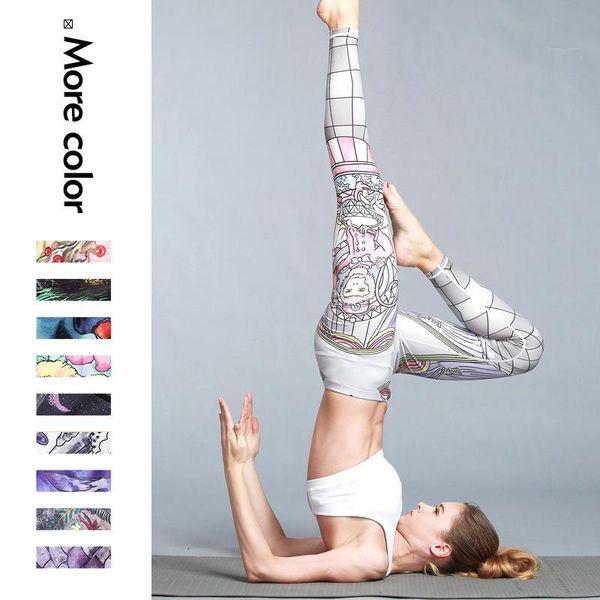 

yoga outfits women high waist printed pants gym outdoor sports running tight elastic leggings fitness wear, White;red