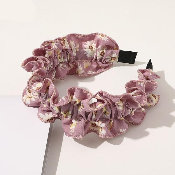 

fashion fabric ruffle hair hoop head wear hoop dot plaid floral print headband elastic hairband hair accessories girls women q bbyknr
