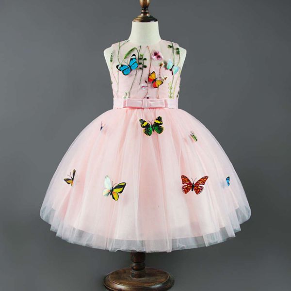 

girls' princs middle and small children's butterfly vt mh show drs, Red;yellow