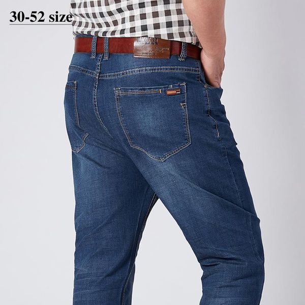 

brand mens jeans 2020 new classic loose straight blue jeans fashion business casual denim pants male plus size 44 46 48 50 52