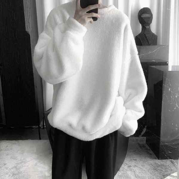 

plus velvet thick hoodie women warm fashion solid color casual o-neck sweatshirt men streetwear hip-hop loose pullover hoodies1, Black
