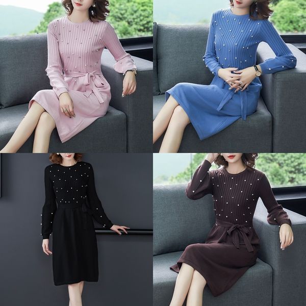 

su51y осень раунд 2020 новых женщин способа свободно носить зашнуровать свитер бусин свитер зимой шею длинным рукавом трикотажные beadsbeads, White;black