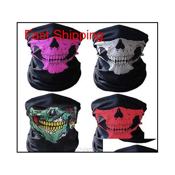 

fashion skull cycling face mask helmet for bicycle sport headband jungle games magic headscarf protective gear rtqgd, Black