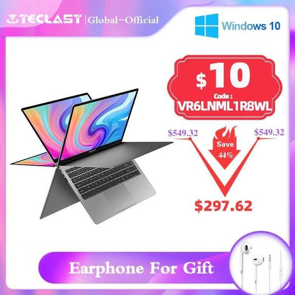 

teclast lapf6 plus 13.3" notebook 1920Ã1080 ips gemini lake n4100 windows10 8gb lpddr4 256gb ssd 360Â° rotation touch1