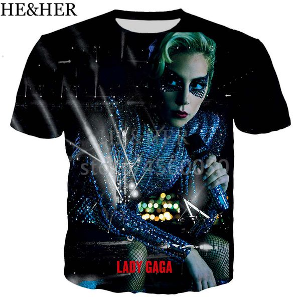 

new popular star lady gaga 3d print shirts horror comics hippie men clothing