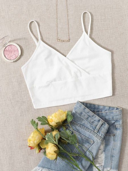 

wrap detail solid cami t9cx#, White