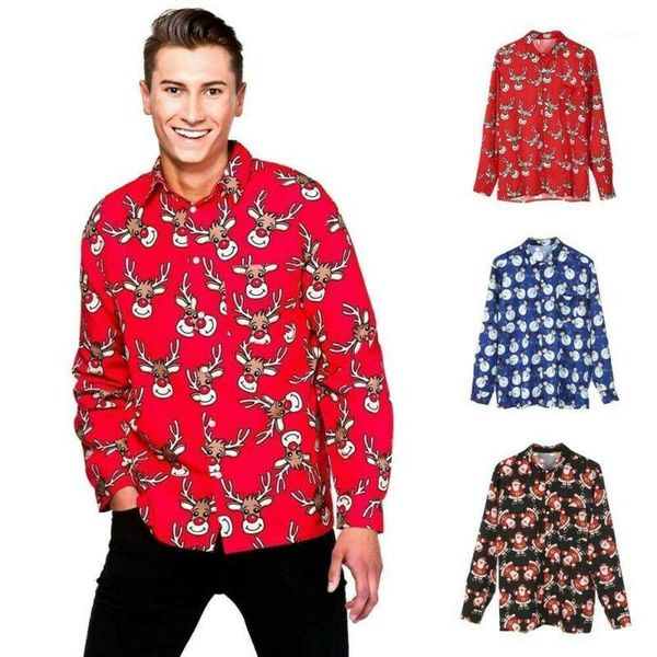

brand new mens christmas shirt santa reindeer novelty xmas fancy dress male fashion shirt1, White;black