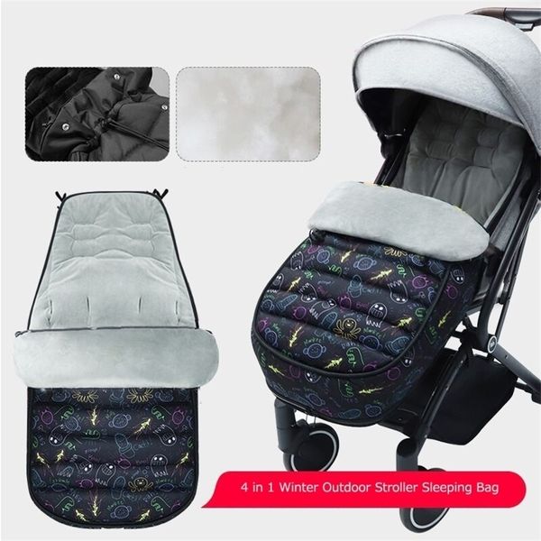 Inverno ao ar livre bebê carrinho de bebê saco de dormir envelopes quente impermeável footmuff universal espessa almofada pára-brisa sleepsacks 220216