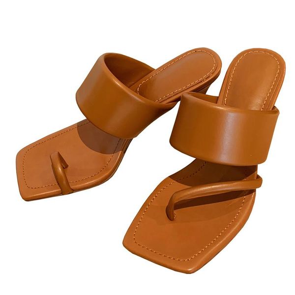 

dip toe summer sandals real leather women high heel sandals slip-on women shoes shallow high heels concise breathable, Black