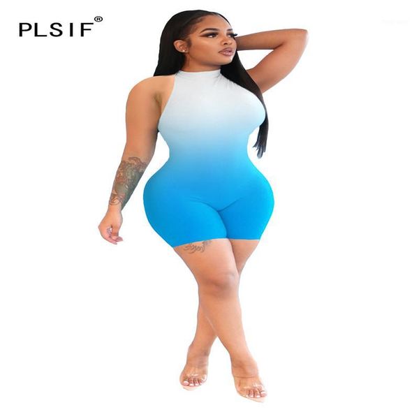 

young party women fashion gradient summer sleeveless skinny jumpsuits tight club party lady fashion playsuits1, Black;white