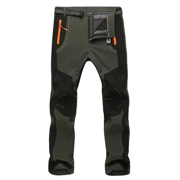 

men's pants men outdoor warm waterproof windproof breathable soft shell trousers sports hiking cargo, Black