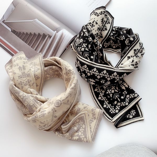 

japanese scarf women's winter knitting wool double side short neckwear soft warm, spring and autumn school style lovers, Blue;gray