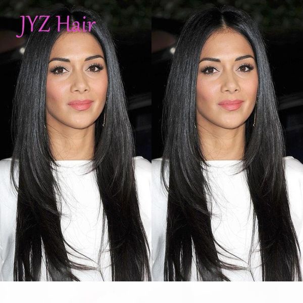 

malaysian virgin human hair full lace wig brazilian natural straight human hair lace front wig with adjustable strands glueless lace wigs, Black;brown