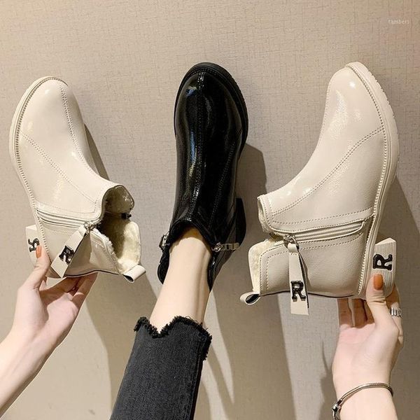 

women boots winter shoes plus size platform female warm botas mujer 2020 booties ankle for women snow boots black1, Black