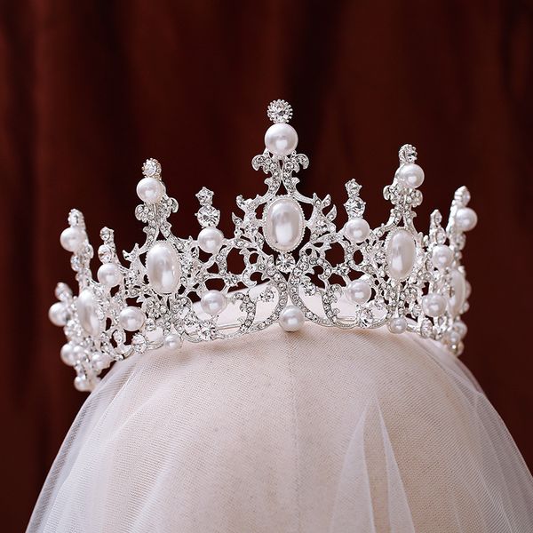 

european style bridal headdress pearl hair wedding dress crown accessories