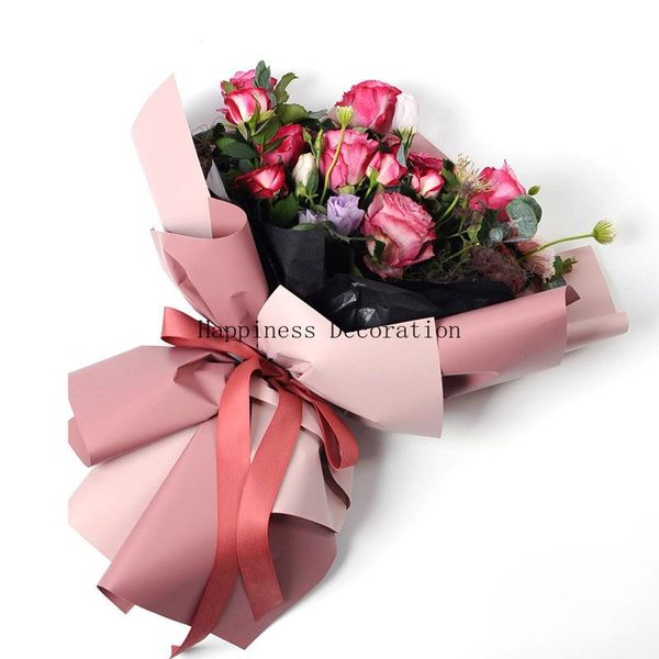 

gift wrap korean style solid color waterproof plastic flower wrapping paper wedding party decoration packaging material 10 m/roll