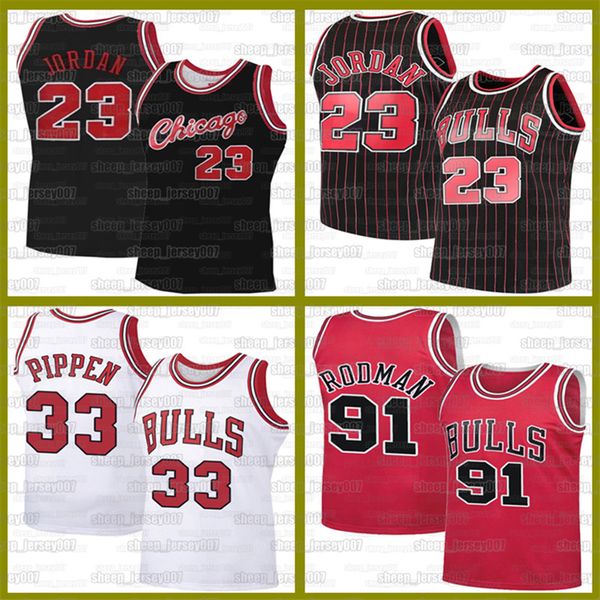 

2021 new chicago 23 michael jersey scottie 33 pippen dennis 91 rodman jerseys retro bull basketball jersey sports sellers, Black;red