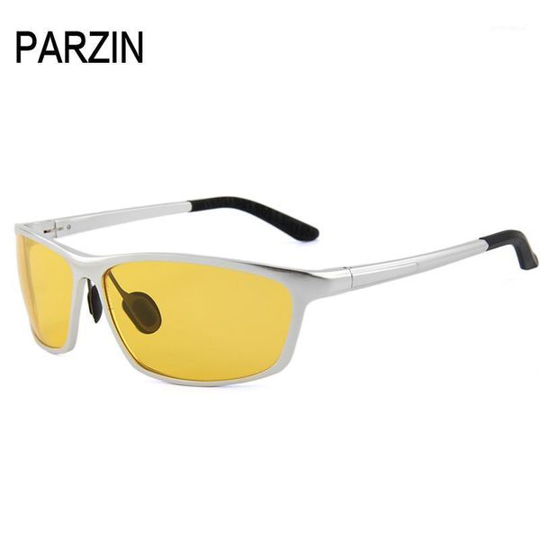 

sunglasses parzin night vision polarized for men aluminum magnesium fashion anti-glare glasses driving drop1, White;black