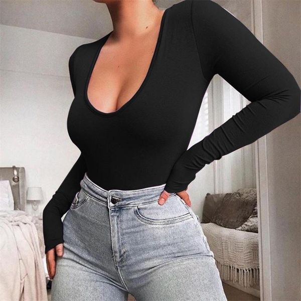 

2021 autumn winter cotton long sleeve women bodysuit casual one piece skinny body bodysuits clothes warm slim fit body suit, Black;white