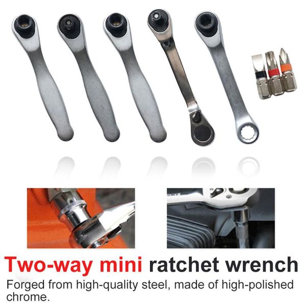 

hand tools 1pc double head 1/4" ratchet socket wrench screwdriver hex torque 72 teeth auto quick release