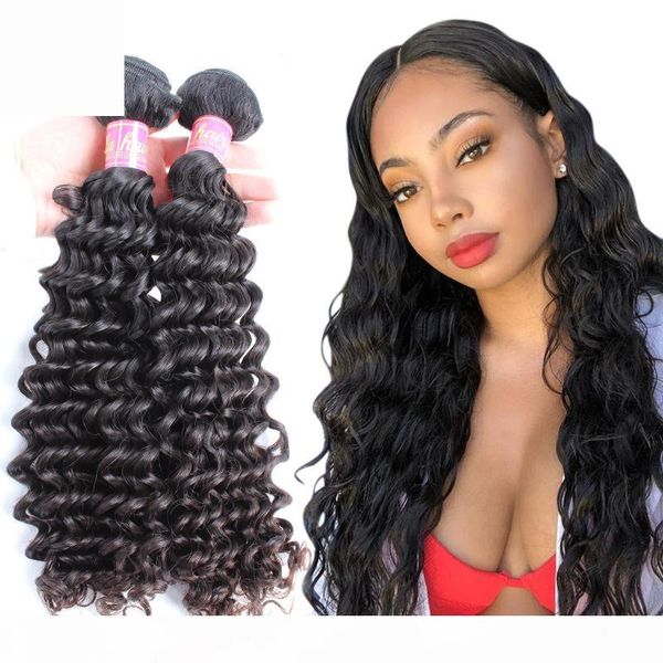 

bella hair malaysian deep wave 8-30 100% virgin human hair extension hair weft natural color deep wave 2 pieces weaves ing, Black
