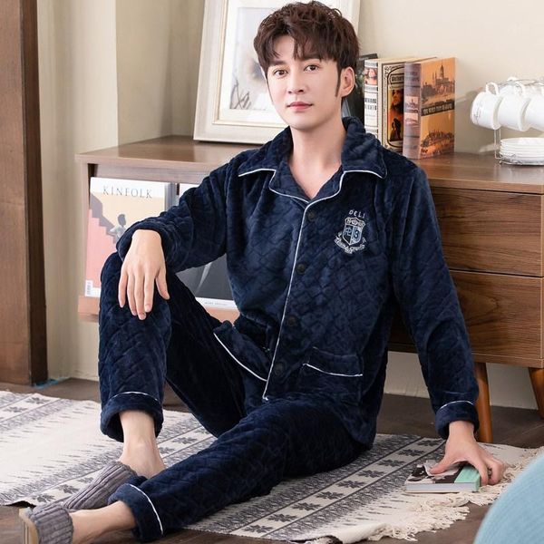 

super warm winter pajamas sleepwear thick 320 grams density mink cashmere boy youth pyjamas l-3xl1, Black;red