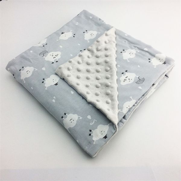 

newborn baby sleeping blanket white cloud cartoon printed baby blanket babys winter clothing coral fleece baby swaddling warm lj201014