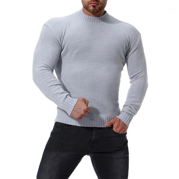 

2020 autumn and winter new men's high collar slim bottoming shirt men's solid color sweater color black / white / light gray1, White;black