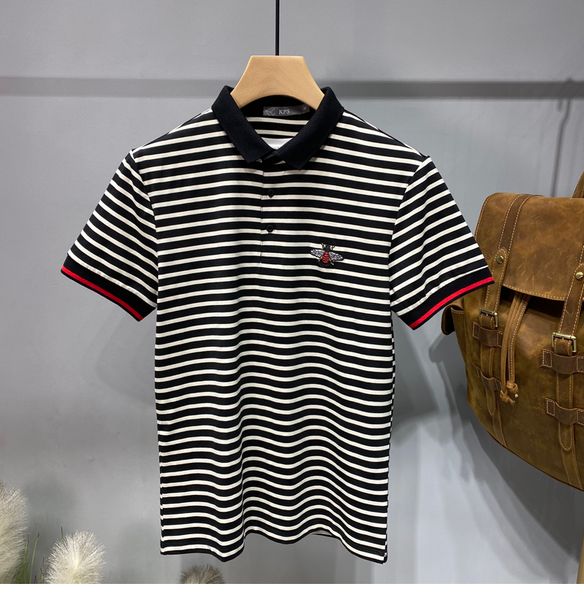 

striped 2021 high new men embroidered bees fashion hip skateboard cotton shirt # n235 1 yw4k, White;black