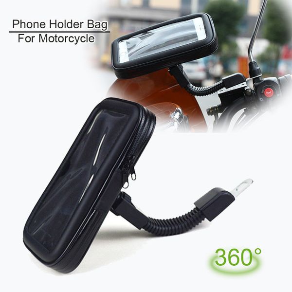 

waterproof motorcycle mobile phone holder bag case rear view mirror stand adjustment y