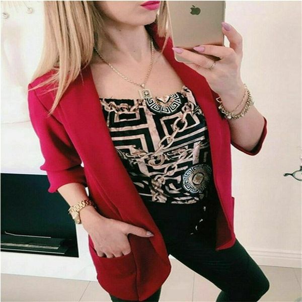 

new style fashion with pocket vintage women long sleeve slim fit casual suit coat long outwear, Black;brown