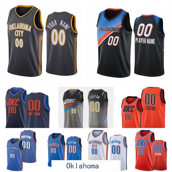 

2021 custom men women youth jersey oklahoma city team 2 gilgeous-alexander 0 westbrook any name and number swingman city jersey, Black;red