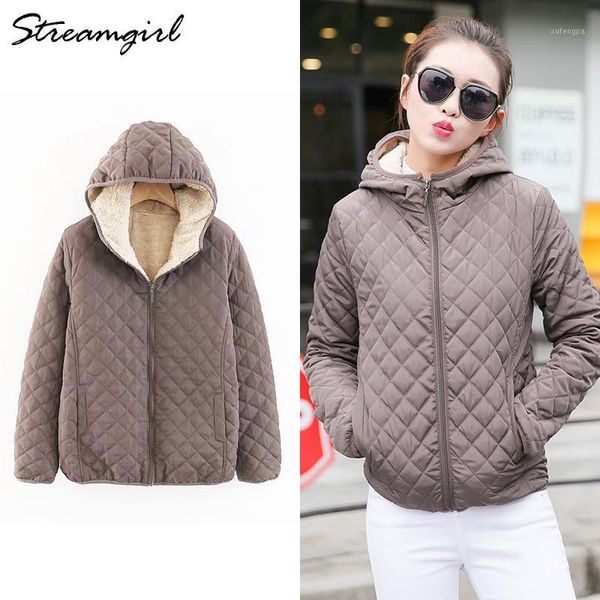 

women fleece coats and jackets winter warm padded winter coats for women hooded outwear velvet coat warm basic jacket cotton1, Black
