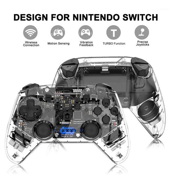 

2020transparent wireless bluetooth gamepad for switch ns pro for joystick double vibration joypad switch lite1