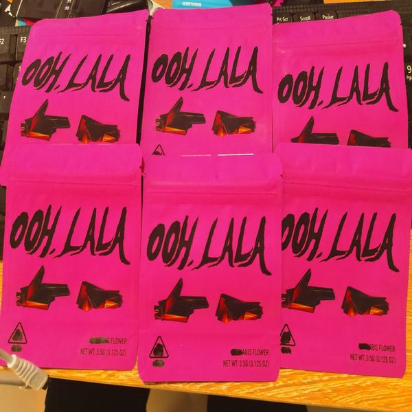 

new ooh lala soft touch material childproof zipper bag with custom bottom 3.5g mylar zipper bag tear notch two sides bbywev bdesports