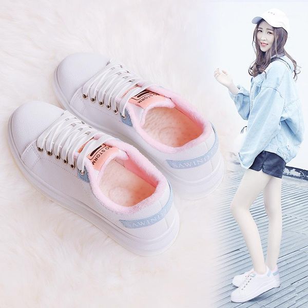 

boots autumn winter white shoes woman casual loafers fashion sneakers women warm low-cut ladies cotton1, Black