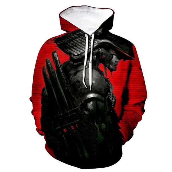 

2020 мода samurai толстовки warrior 3d printed толстовка с капюшоном пуловер мужчины / женщины спорт повседневный harajuku hip hop hoodie to, Black