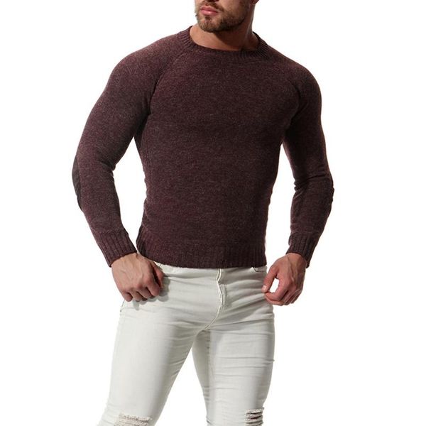 

2020 autumn new style men crew neck sweater solid color slim fit men's knit low waist jersey xym004, White;black