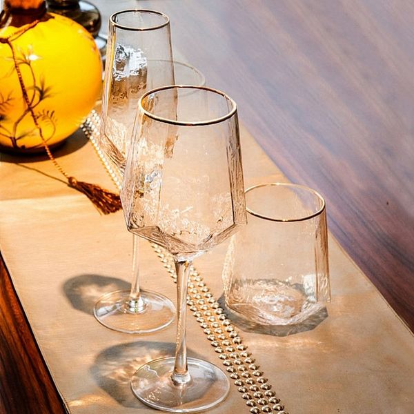 

diamond shape wine lead-crystal glass champagne glasses water cups retro goblet cup wedding bar drinking q1222