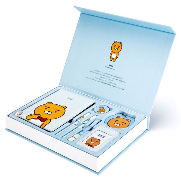 

students cute stationery suit interesting cartoon pattern hand account accessories gift box packaging lanyard for free, Purple;pink